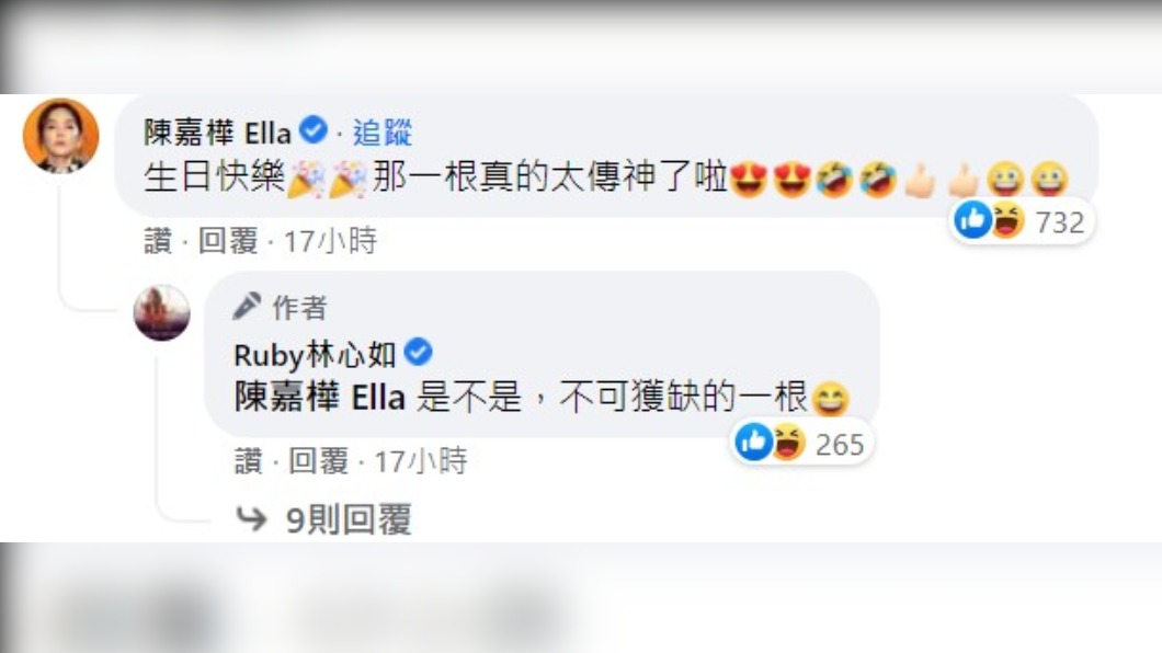 陳嘉樺逗趣留言笑翻網友。（圖／翻攝自林心如臉書） 