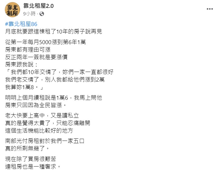 女子大嘆「租房也是奢求」。(圖/翻攝自臉書粉專「靠北租屋2.0」)