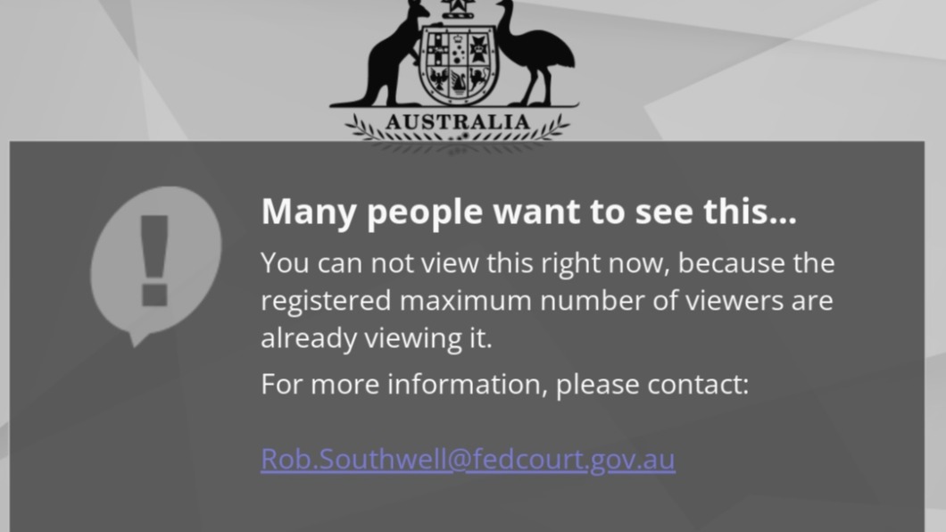 聽證會網路直播觀看數爆滿。（圖／翻攝自Federal Circuit and Family Court of Australia網站）