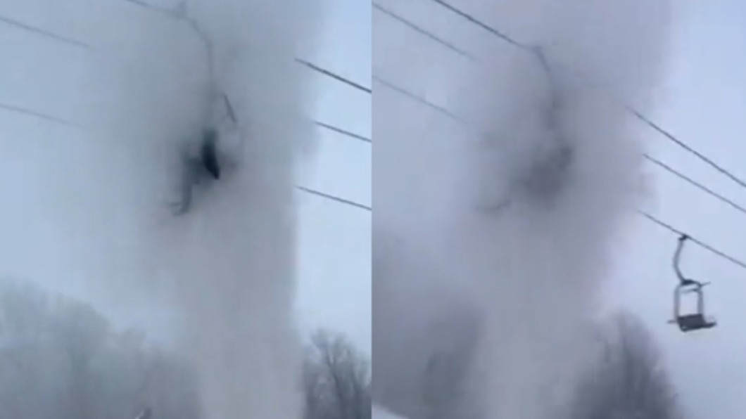 滑雪場水栓爆裂!遊客搭纜車被沖飛 7度寒冬中濕身重摔