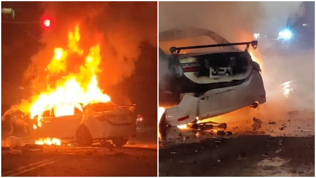 驚悚！高速自撞路樹釀火燒車　駕駛彈飛車外慘死
