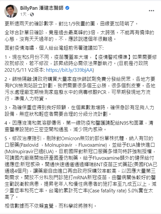 潘建志提出5點超前部屬建議。(圖/翻攝自潘建志臉書)