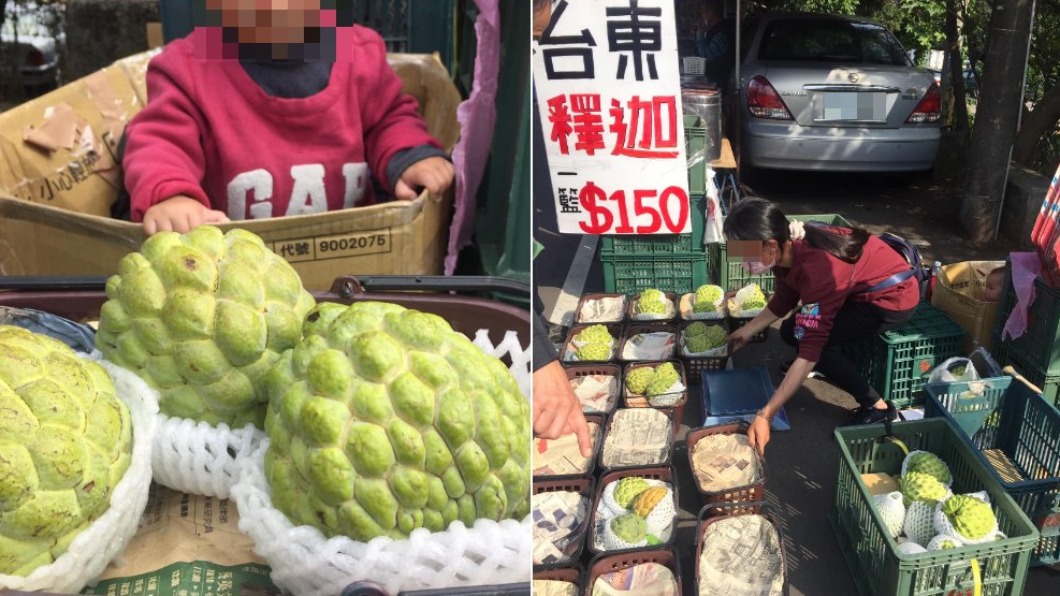 女子販售釋迦維持家計。(合成圖/翻攝自桃園媽媽-李柏瑟臉書)