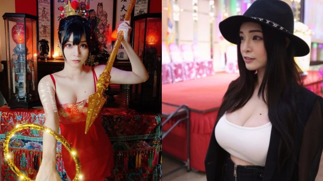 神明給過!胸器妹「辣扮三太子」 曬白皙雪乳封最正乩身