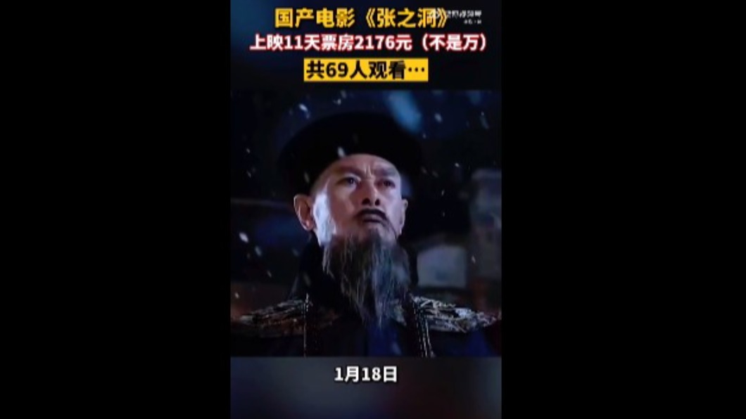 願意買票看《張之洞》的觀眾人數竟沒破百。（圖／翻攝自微博）