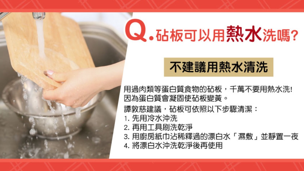 砧板可以用熱水洗嗎?(圖/TVBS《健康2.0》)