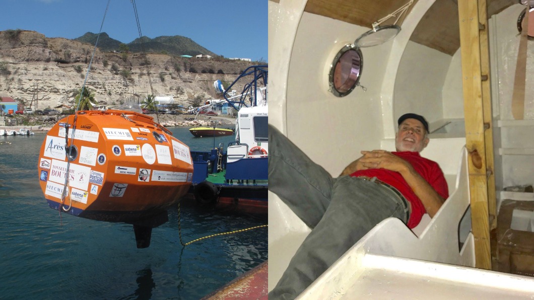薩萬2019年搭桶船漂越大西洋。。(圖/翻攝自Scubaqua Dive Center - STATIA、Jean Jacques Savin : Traversée de l'Atlantique à la rame Facebook)