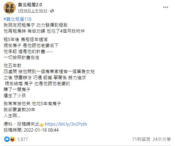 朋友租屋功力讓原PO自嘆不如。（圖／翻攝自靠北租屋2.0臉書）