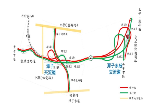 國道4號潭子路段1月22日下午6點半開放通車。(圖/高公局提供)