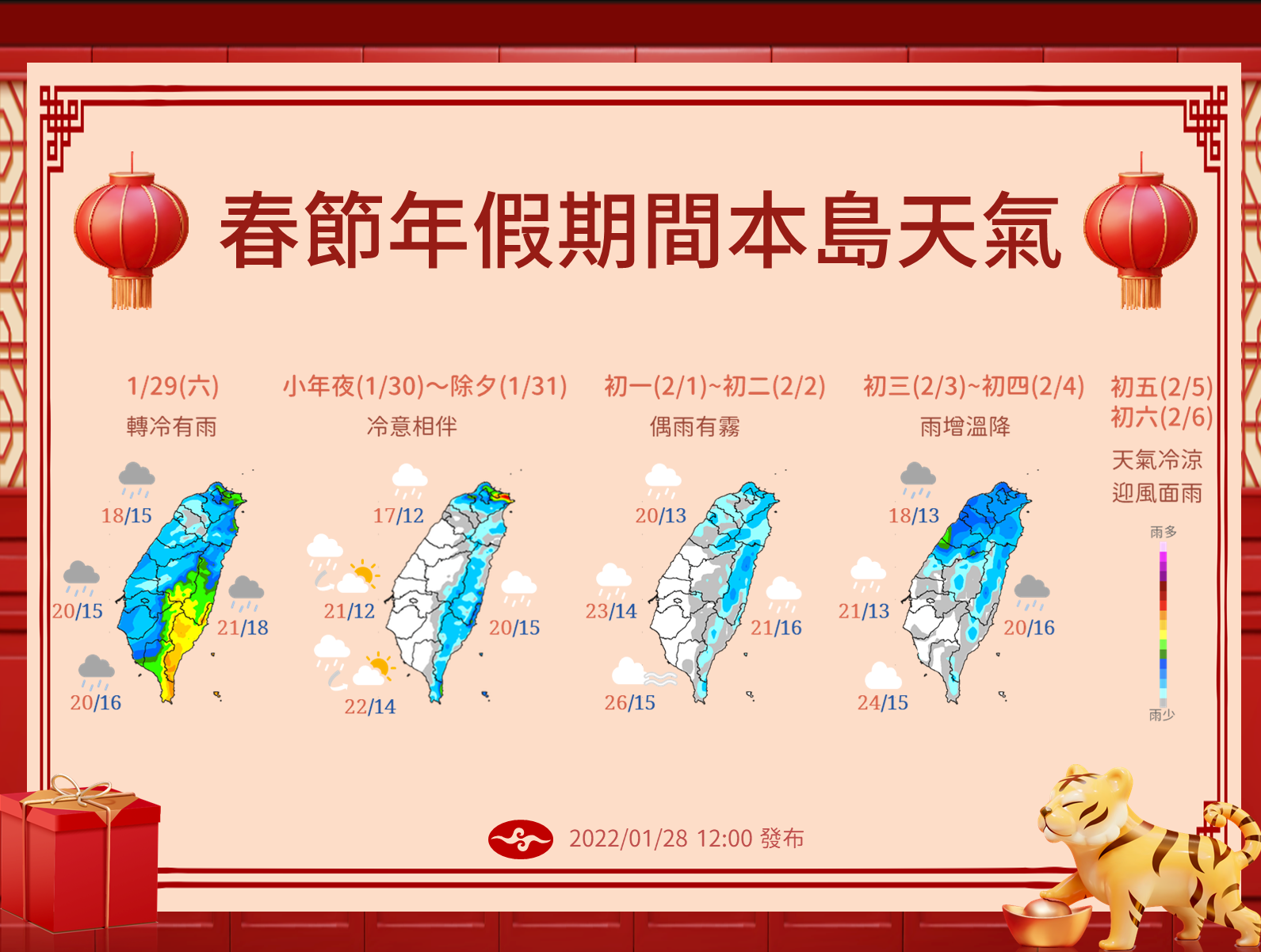春節年假天氣。（圖／中央氣象局）