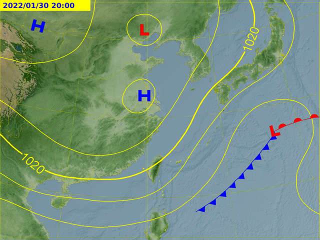 小年夜(30)日將有一波冷氣團。(圖/氣象局)