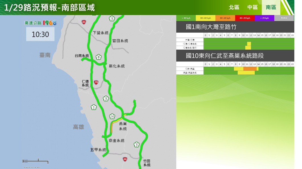 南部路況圖。(圖/翻攝自高公局)