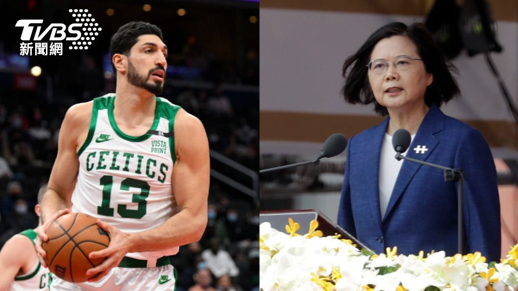 NBA中鋒坎特超挺台 讚小英總統是英雄。把台灣印鞋上