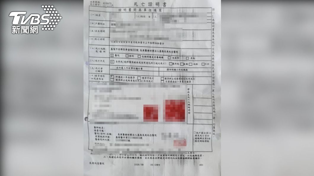 死亡證明書。（圖／民眾提供）