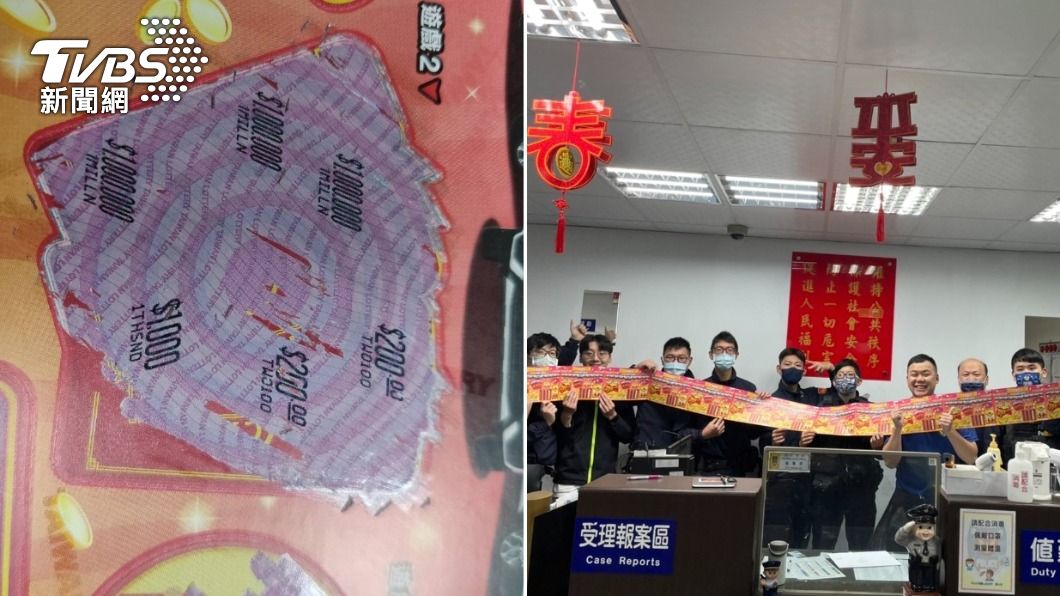 北市員警刮中100萬刮刮樂。（圖／TVBS）