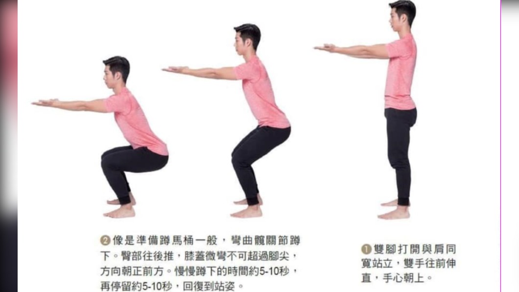 扶椅深蹲可強化下肢肌肉。(圖/翻攝自許宏志醫師復健講堂臉書)