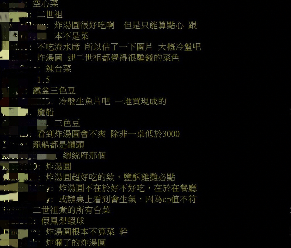 眾人認為炸湯圓不應該出現在宴客菜色裡面。(圖/翻攝自PTT)