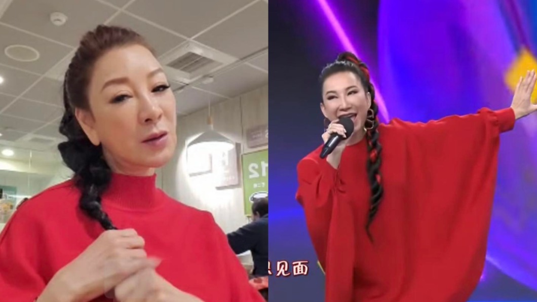 撞臉撞出新高度！楊繡惠一身紅衣綁辮子　激似李玟吃火鍋