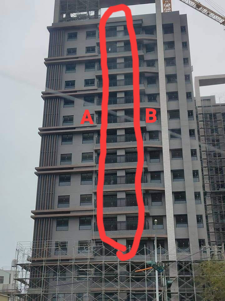 建案陽台互通，背後設計有消防安全的考量。（圖／翻攝自臉書社團－買房知識家A你的Q）