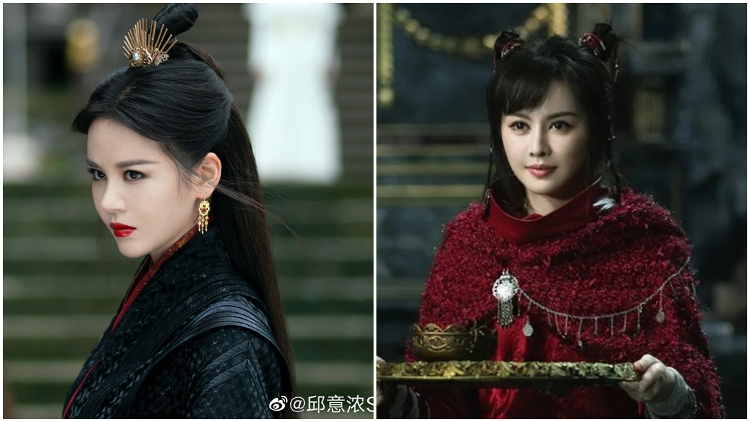 扮周芷若的邱意濃和飾演小昭的云千千(右)遭酸「整容臉」。(圖/翻攝邱意濃微博、微博)