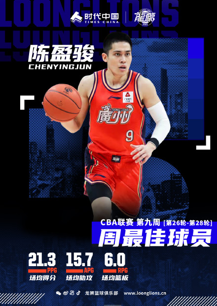 陳盈駿在CBA表現出色。（圖／翻攝自龍獅籃球俱樂部微博）