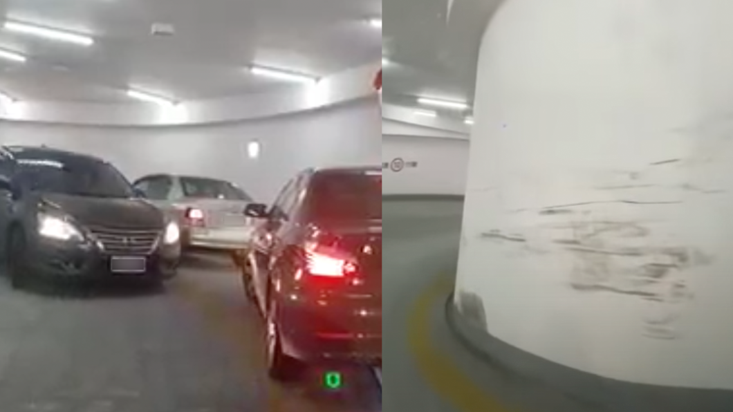 駕駛崩潰!竹北遠百停車場「2魔王級關卡」:牆上全刮痕