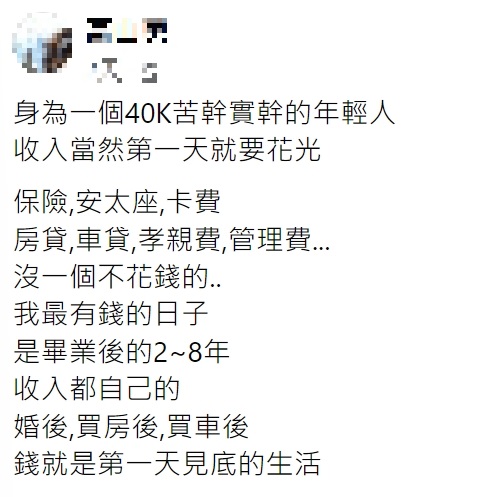 網友感嘆收入第一天就花光。(圖/翻攝自爆廢公社)