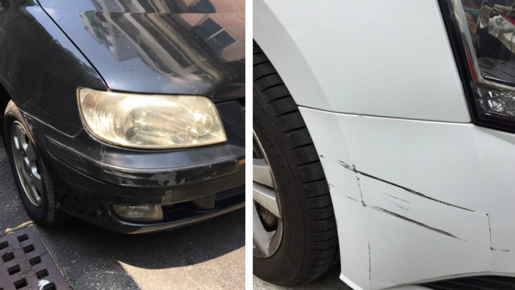 原Po貼出雙方車損照片。（合成圖／翻攝自PTT）