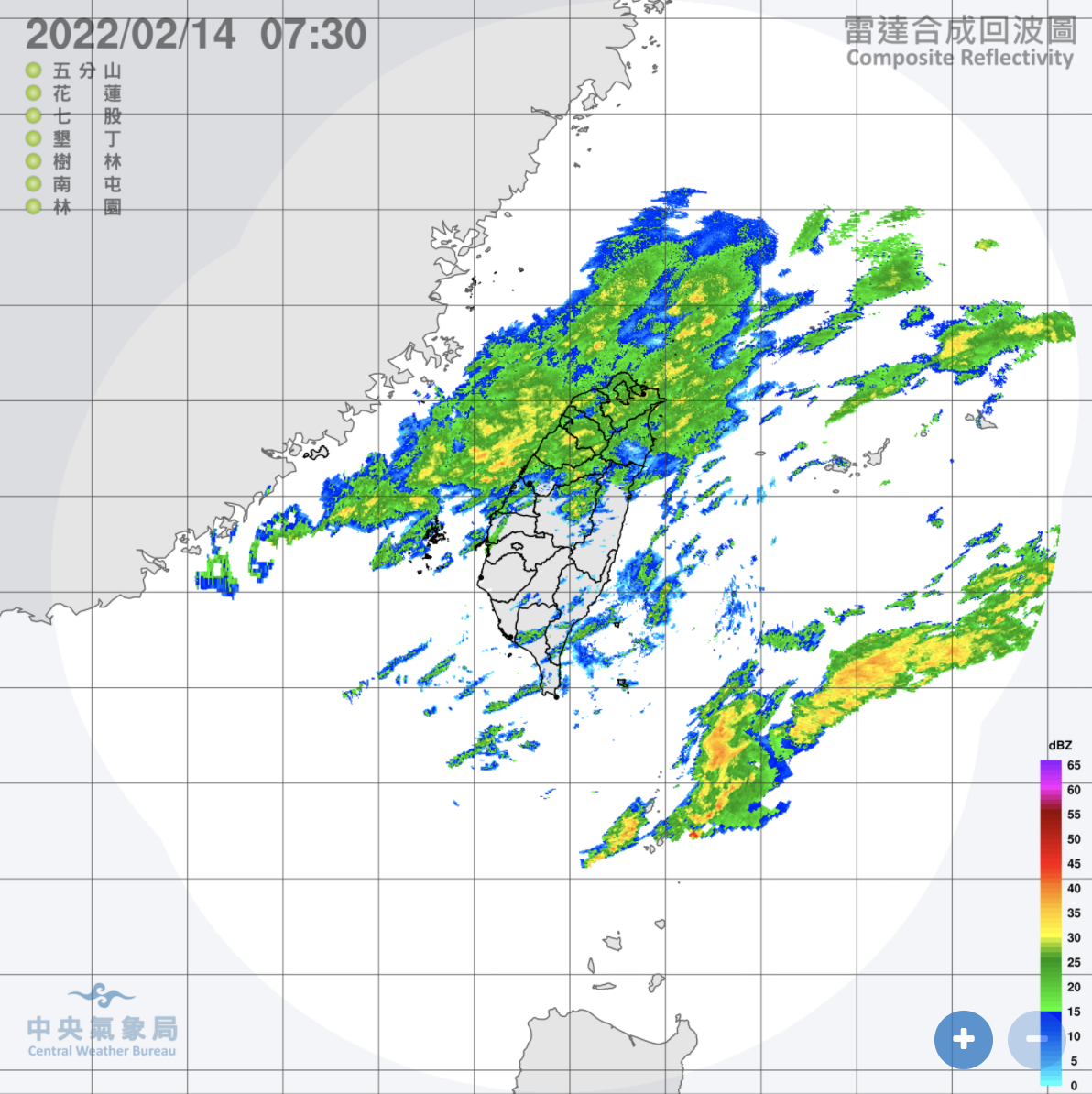 今晨鋒面通過中。(圖/中央氣象局)