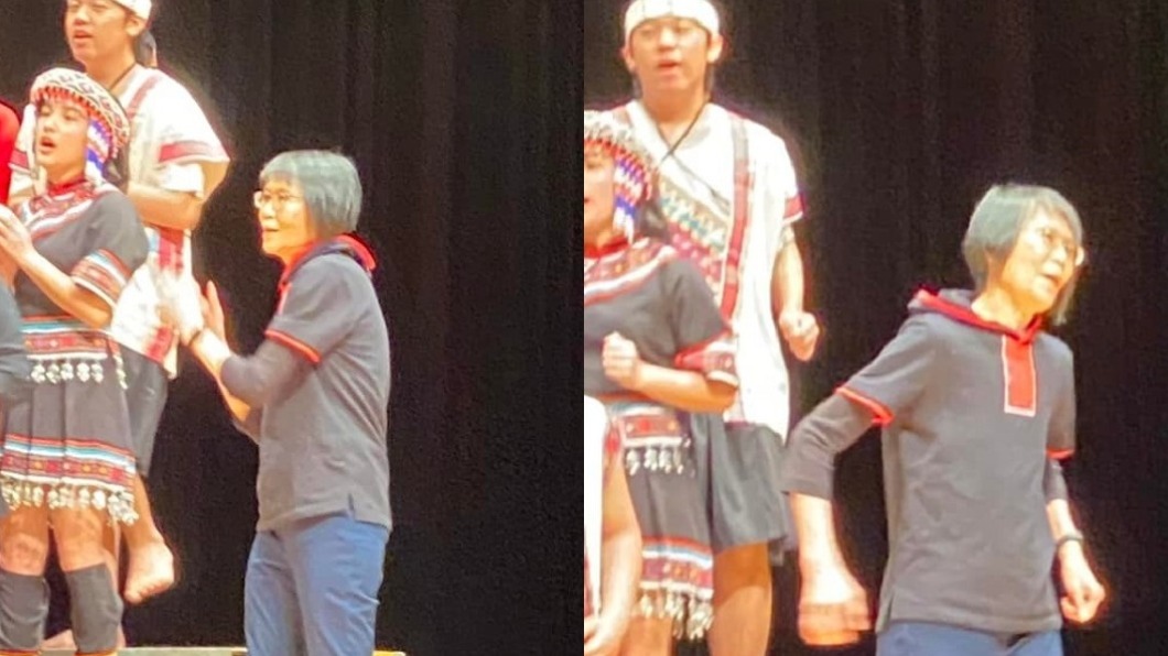 周美青與合唱團小朋友又唱又跳相當投入。（圖／翻攝自簡秀枝臉書）