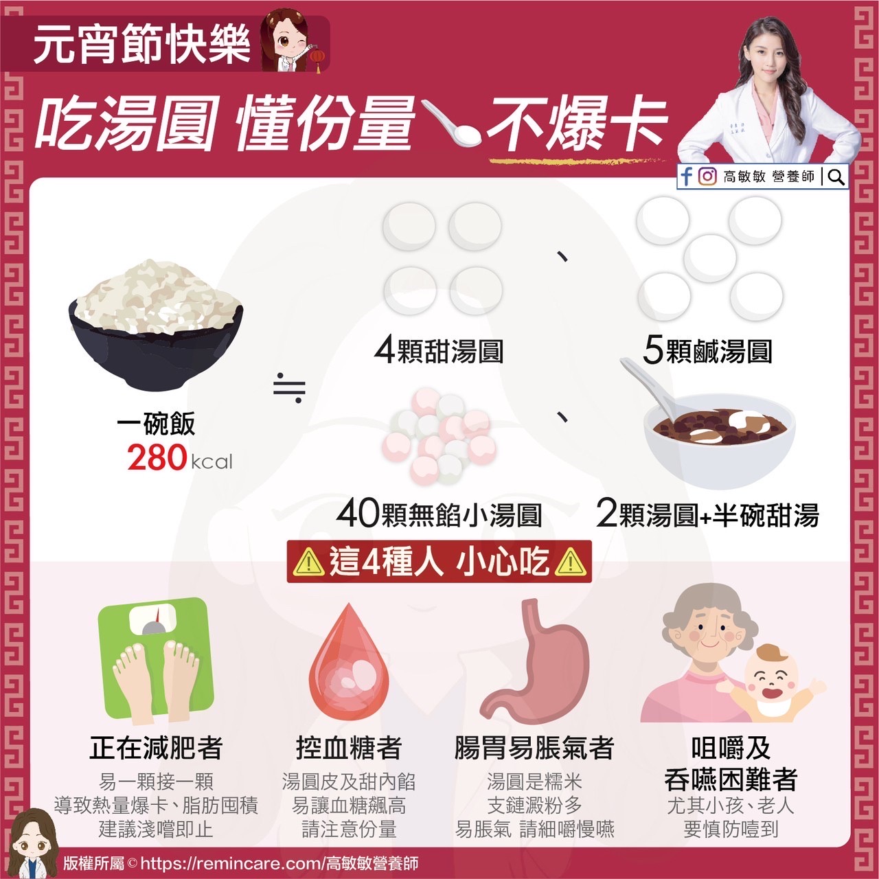 高敏敏提醒有四類人吃湯圓要注意。(圖/高敏敏提供)