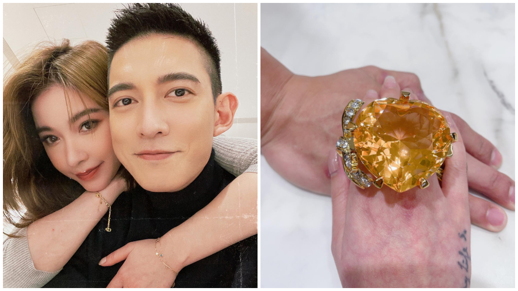 王家梁送了一顆超大心型鑽戒給許維恩當情人節禮物。（圖／翻攝自王家梁臉書）