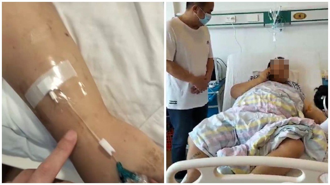 所幸男子前後輸了8袋共2800cc的血後才度過危險期。(合成圖/翻攝自上游新聞)