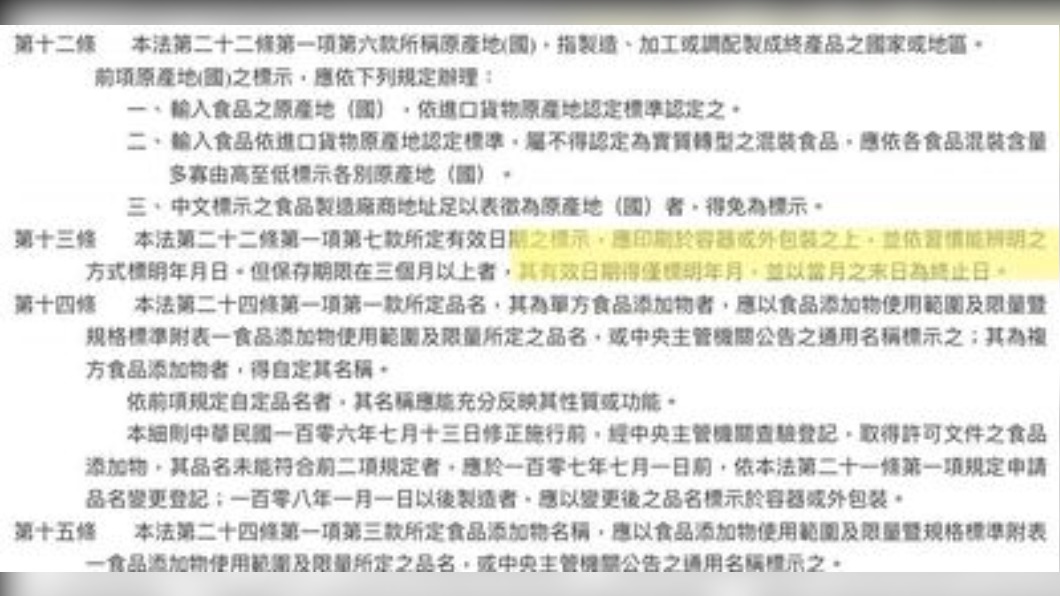 有內行人翻出食品安全衛生管理法施行細則,第十三條。(圖/翻攝自臉書社團《好市多商品經驗老實說》)