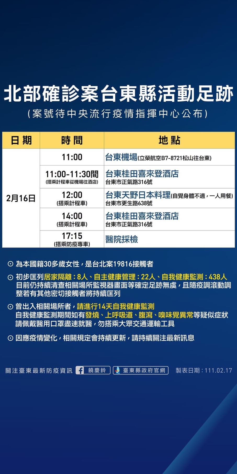 台東確診者曾短暫待過桂田酒店和天野餐廳。(圖/翻攝自饒慶鈴臉書)