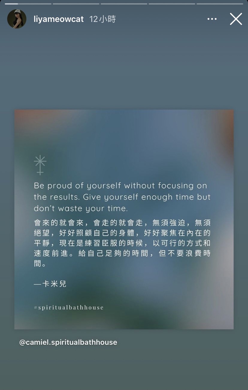 莉婭轉發文章,疑似回應直播。(圖/翻攝自陳緗妮IG)