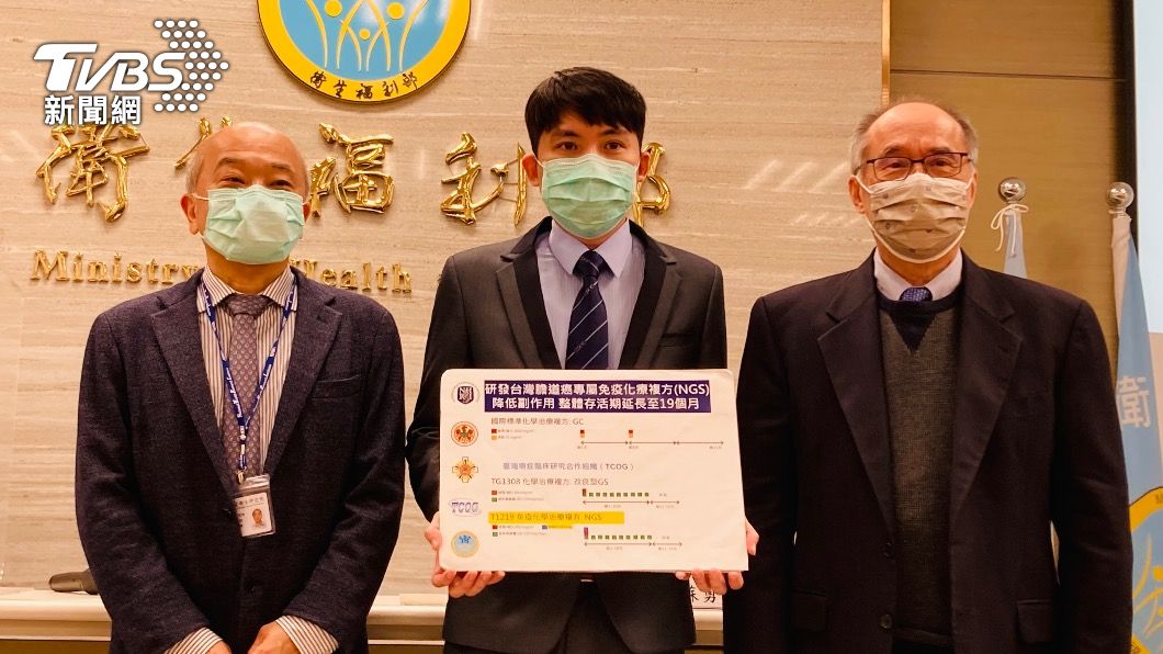 左起為國衛院癌研所副所長劉柯俊、國衛院癌症研究所主治醫師蘇勇曄、國衛院院長梁賡義。(圖/國衛院提供)