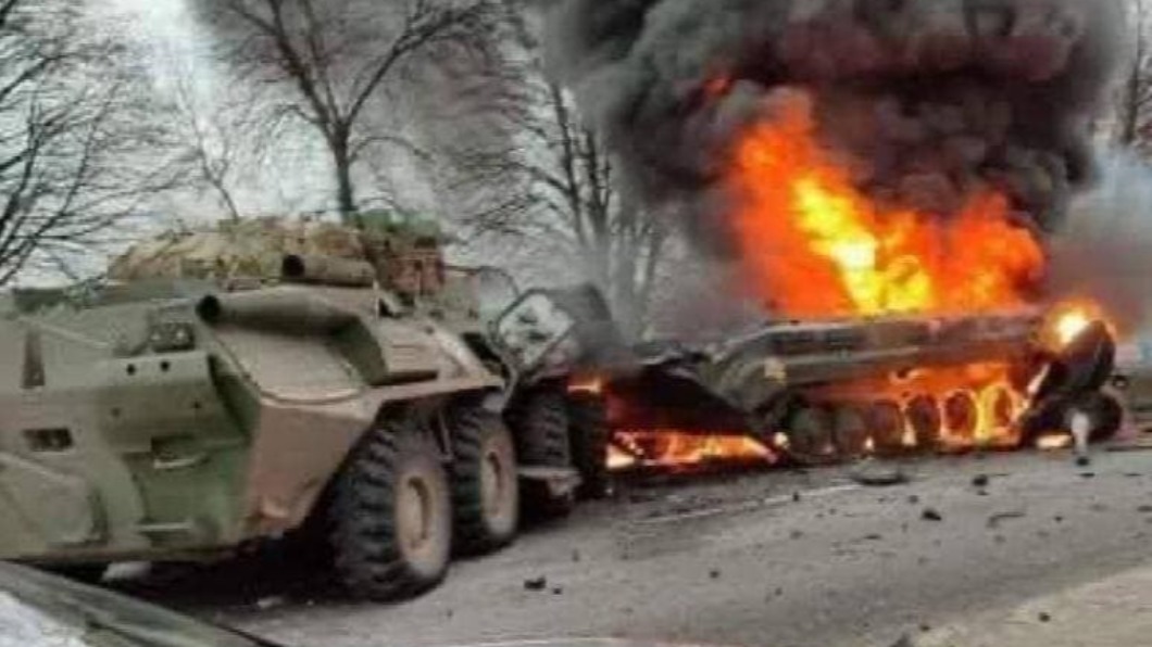 火燒車煉獄照曝光。(圖/翻攝自烏克蘭陸軍官方臉書)