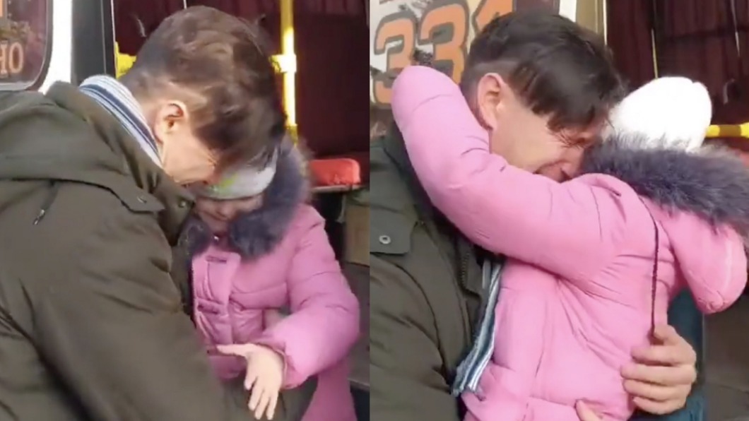 烏克蘭爸獨留守!送家人到安全區 不捨抱緊女兒哭紅眼