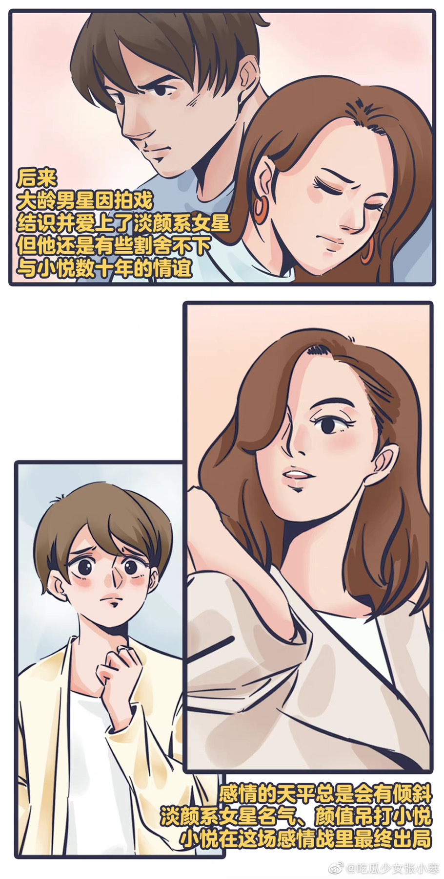 「吃瓜少女張小寒」PO漫畫爆料。(圖/翻攝自「吃瓜少女張小寒」微博)