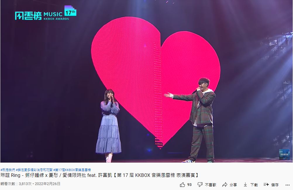 許富凱、琳誼兩人深情對唱。(圖/翻攝自《KKBOX》YouTube)