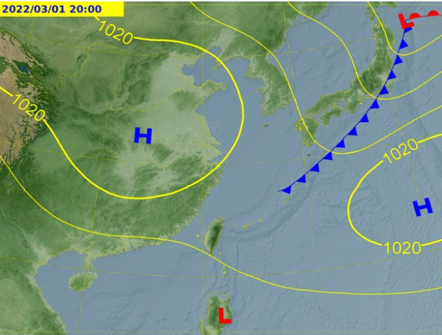 未來冷空氣南下影響台灣。(圖/中央氣象局)