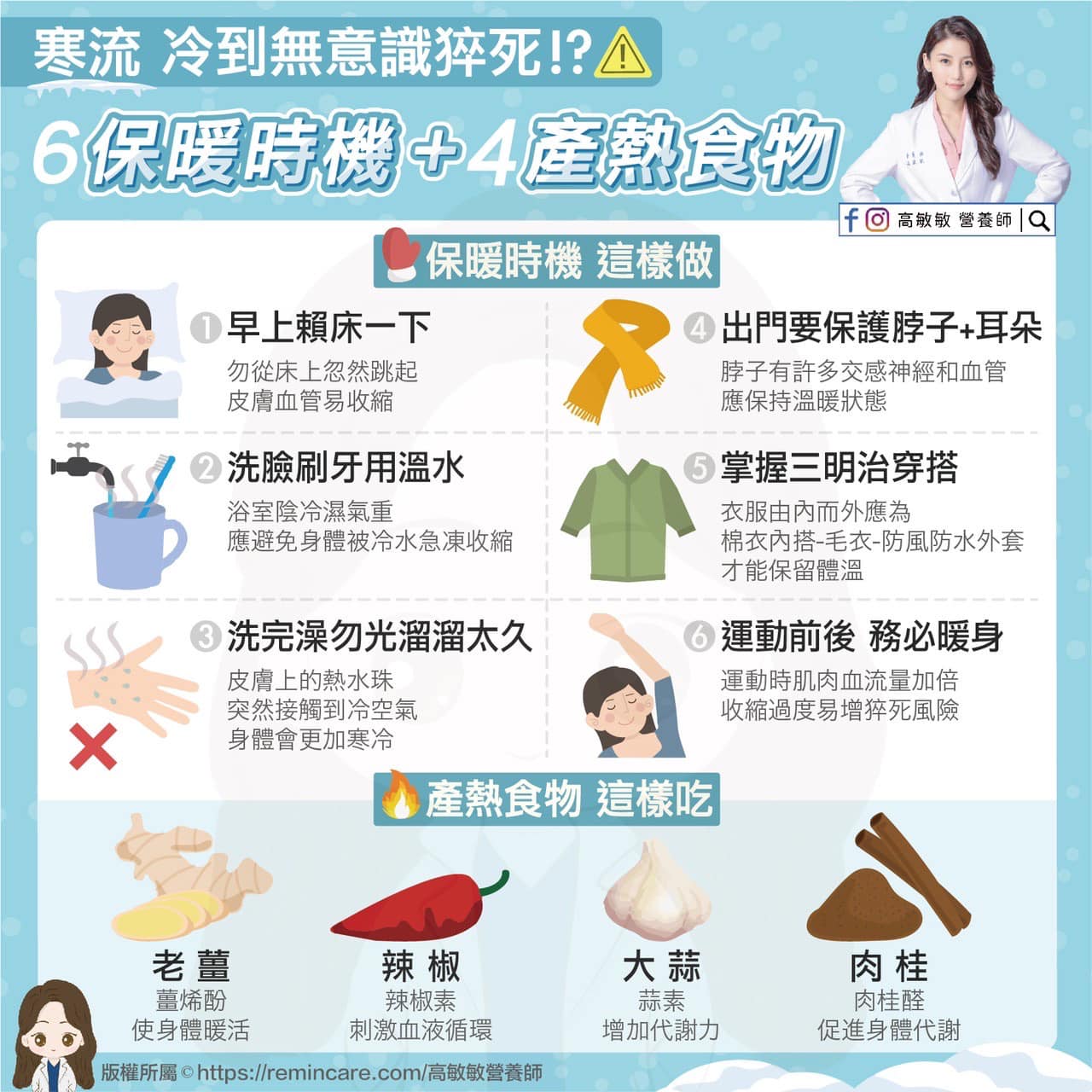 6大保暖時機、4大產熱食物一次看。（圖／翻攝自高敏敏營養師臉書）