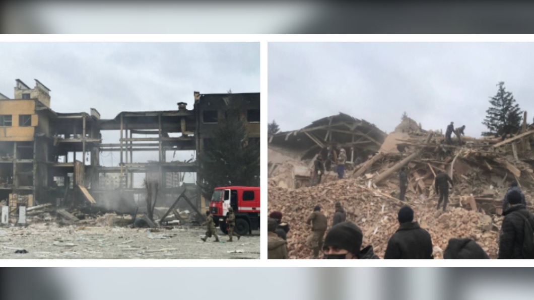 俄羅斯砲擊烏克蘭位在阿克提卡的軍事基地。(圖/翻攝自@Zhyvytskyy Telegram)