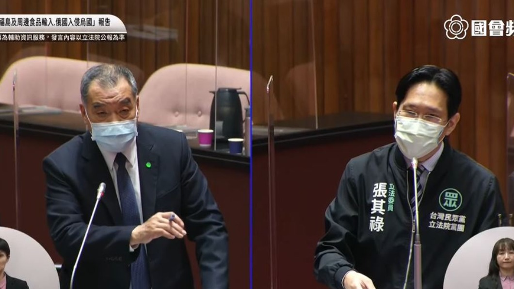 國防部長邱國正、民眾黨立委張其錄（圖／翻攝自國會議事轉播頻道）