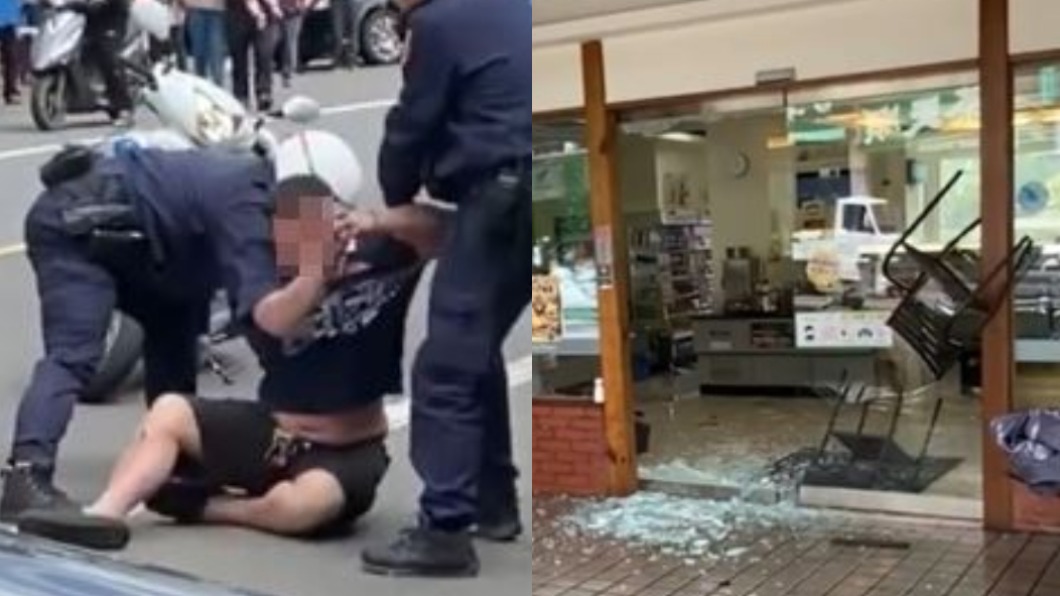 醉鬧超商又襲警!貨丟女店員、椅砸破玻璃門 這下賠大了