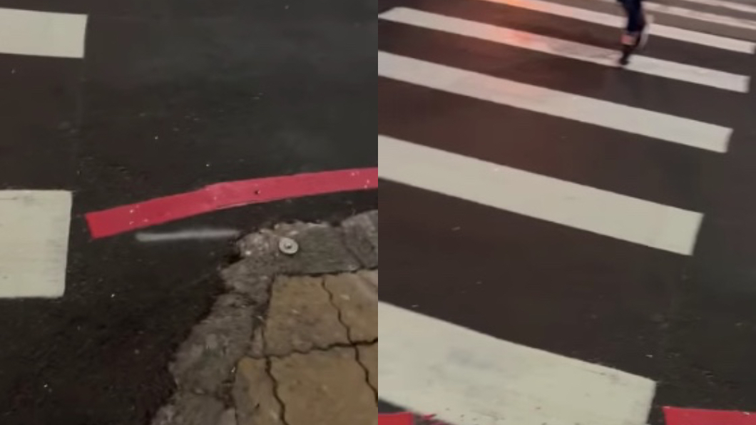 原PO發現柏油路閃亮亮。（圖／翻攝自爆系知識家）