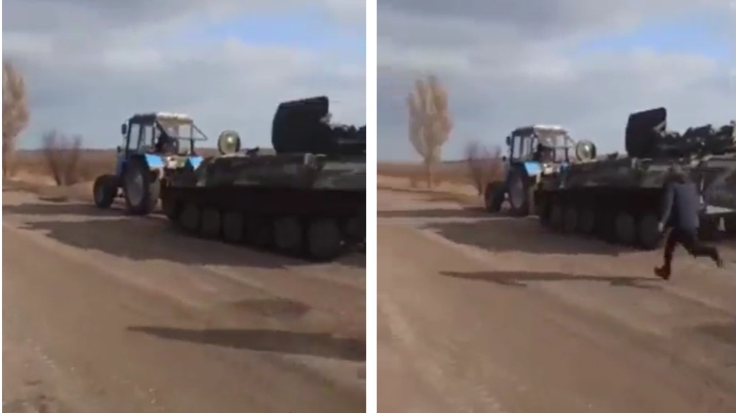 烏克蘭人出奇招抓違停?曳引機偷走俄裝甲車 俄軍狂追畫面曝光