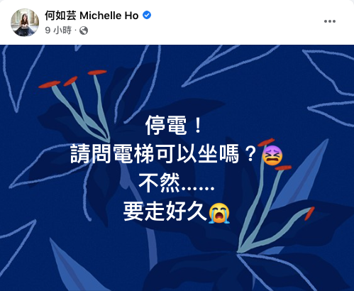 今日全台大停電。(圖/翻攝自何如芸Facebook)