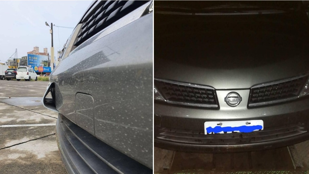 有民眾停車停到讓車牌被凹成90度。(圖/翻攝自爆廢公社二館臉書)